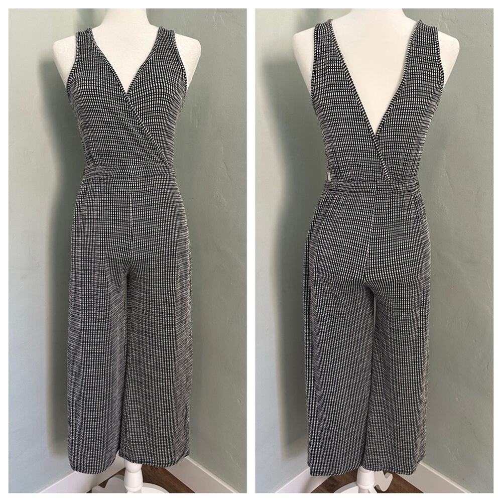 Caution to the Wind Jumper, Black, White, Cutouts, Wrap, Stretch, Checkered, S